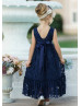 Lace Ankle Length V Back Flower Girl Dress